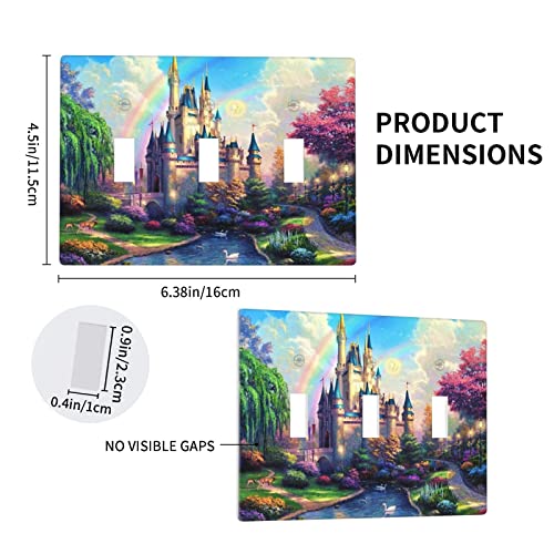 Castle Light Switch Cover Triple Toggle Decorative Wall Plate Outlet Electric Plug Covers Bathroom Decor Accessories #TOP3