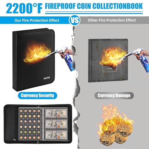 Noiposi F75 Coin Collection Book Holder For Collectors, Fireproof Coin Album thumb #1