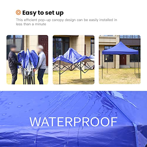 Pop Up Canopy Waterproof 10X10 Pop Up Canopy Outdoor Canopy Adjustable Canopy Tent With Portable Bag, 4 Sand Bags (Blue) #TOP3