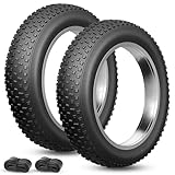 20x4.0 Inch Fat Bike Tires：Includes 2 heavy-duty 20x4.0 inch tires with Thai natural rubber for snow, sand, and mountain bikes. Built to tackle extreme terrain Puncture-Resistant Design：Reinforced puncture-resistant layer resists sharp rocks, ice, an...