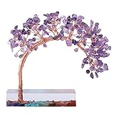 nupuyai albero della vita di cristallo di ametista con base di 7 chakra, pietra di guarigione spirituale bonsai albero fengshui statuetta ornamento per buona fortuna casa e ufficio