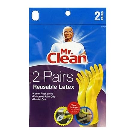 Mr. Clean Reusable Latex Gloves- 2 pairs (L)