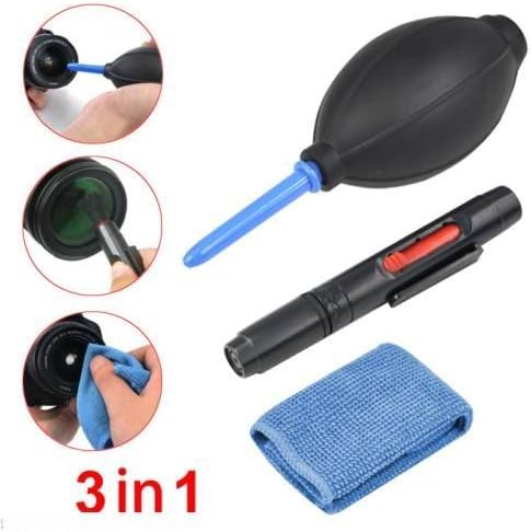 FODSLR Universal 3-in-1 Cleaning Kit Set - Clean Brush/Black Silicon Air Blower/Cloth for SLR Camara