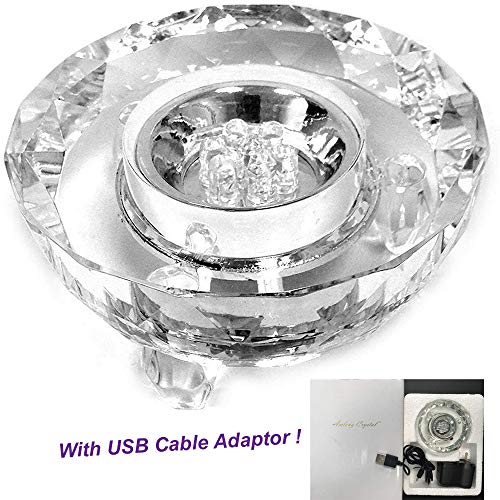 Amlong Crystal 7 LED Colored Lights Illuminated Round Crystal Display St