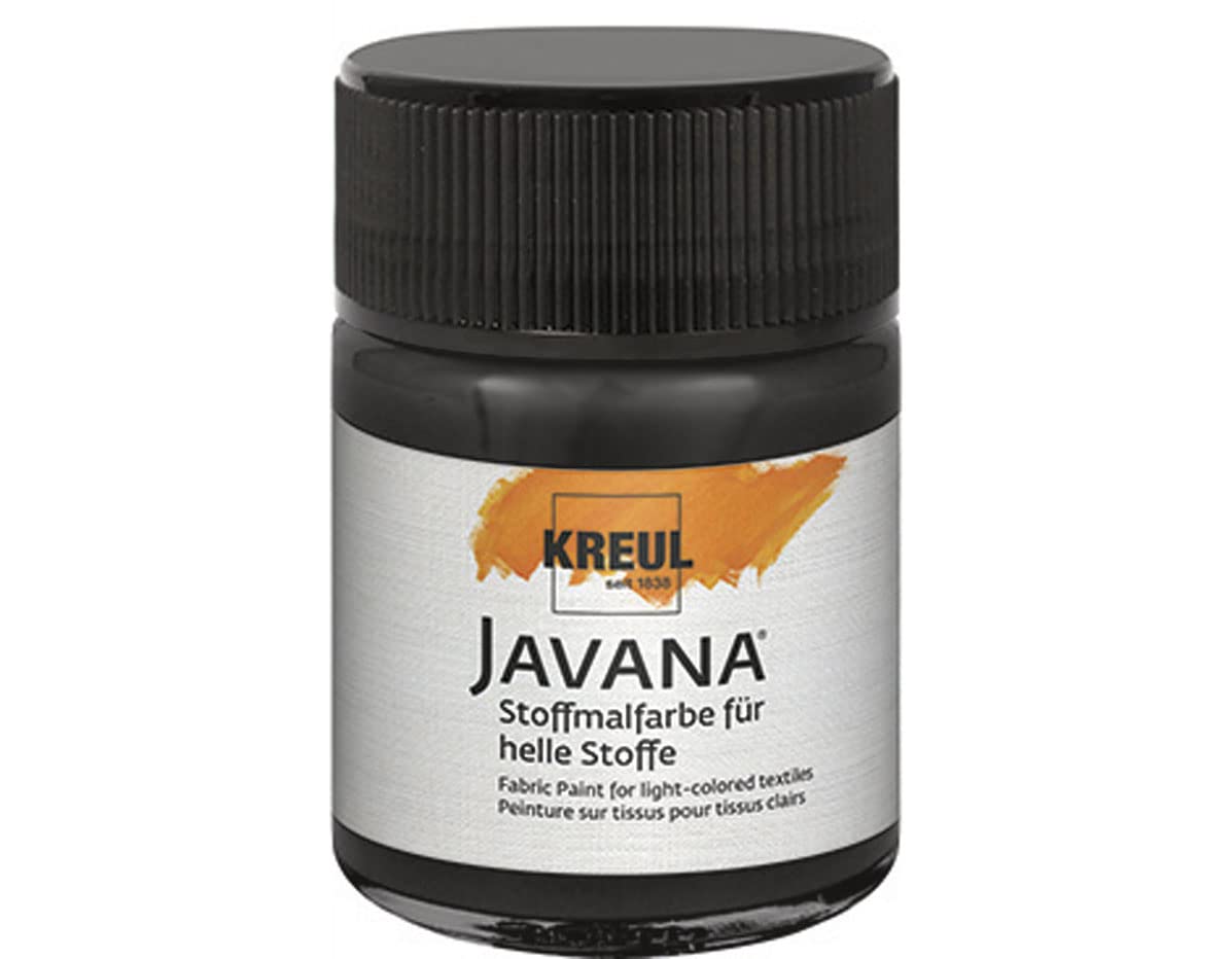 Kreul 91918 - Vernice per Tessuti Javana per Tessuti Leggeri, Barattolo da 50 ml in Marrone Scuro, Vernice Liscia a Base d'Acqua con Carattere cremoso, penetra in profondità nelle Fibre