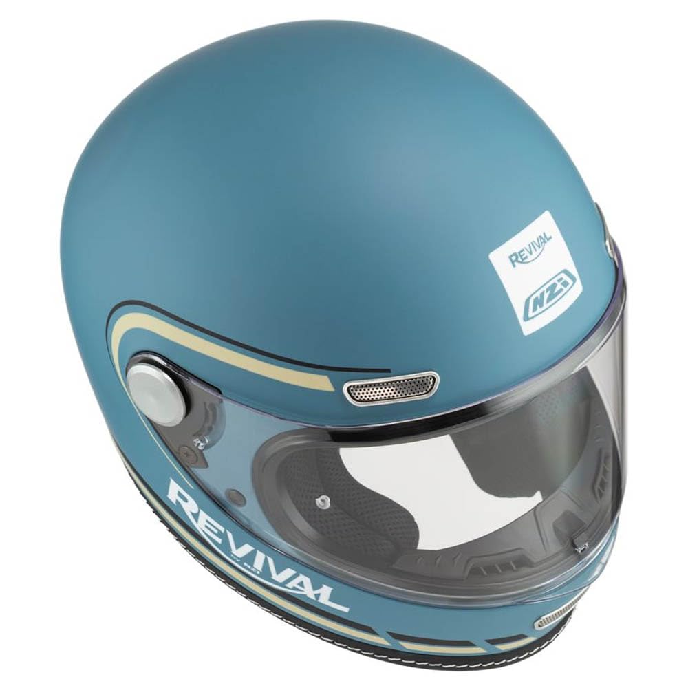 NZI Casco de Moto Integral Vintage Clásico Skyblue | Unisex Hombre y Mujer