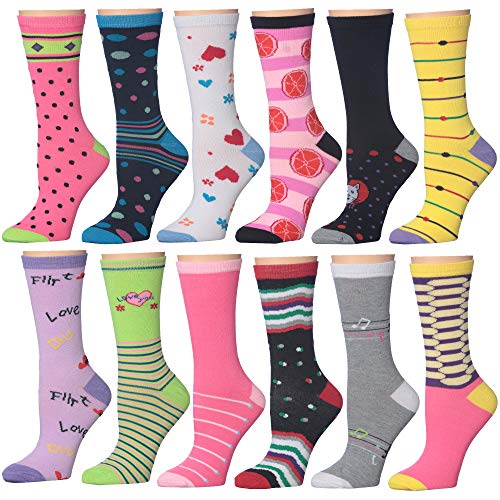 Image of Frenchic 12 /24 /48 Pairs Pack Women's Colorful Patterned Cute Funny Casual Fashion Crew Socks