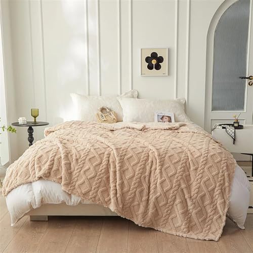 Acogedora manta gruesa de tafú de dos caras, manta de franela verde salvia cálida para sofá, cama y sillas, manta suave para invierno, 180 x 200 cm