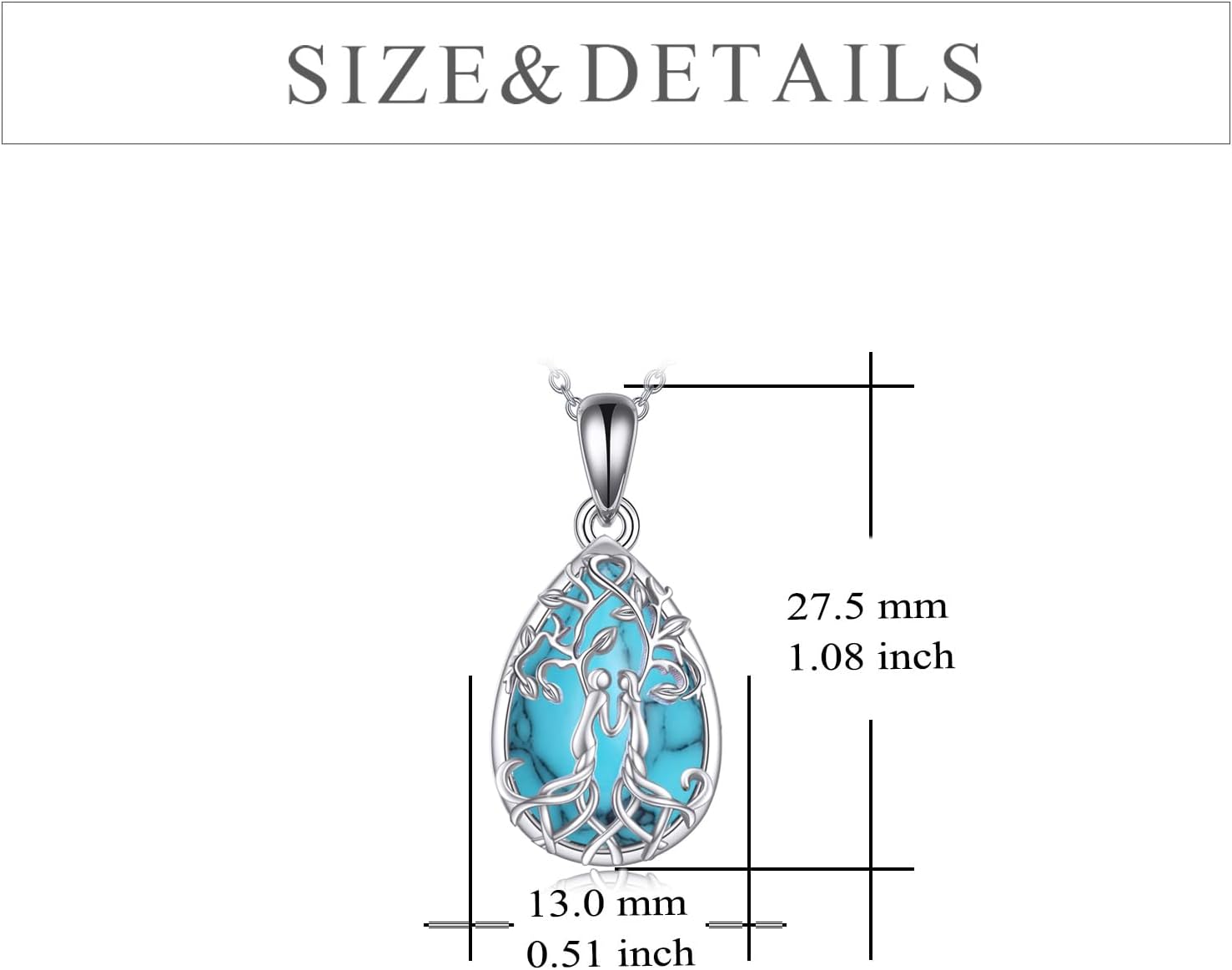 YFN Sterling Silver Tree of Life Abalone/Turquoise Pendant Necklace - Sister Gift for Birthday or Any Occasion