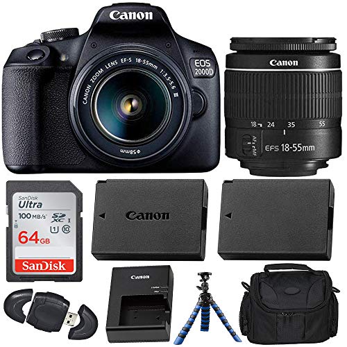 Canon EOS 2000D (Rebel T7) Digital SLR Camera with 18-55mm DC III Lens