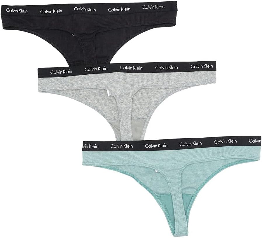 Calvin Klein Women`s Ribbed Cotton Thongs 3 Pack