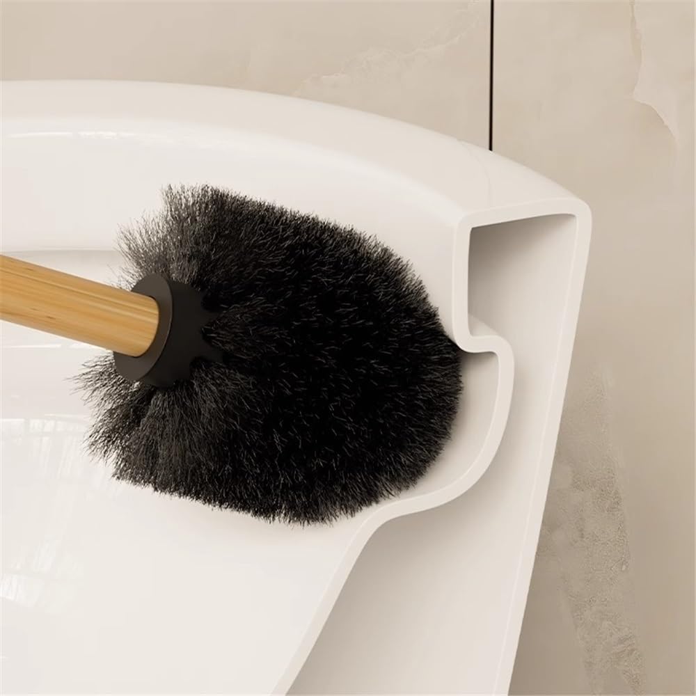 Escobilla de Baño Cepillo de Inodoro doméstico Mango Largo, Cepillo Pared, pie, con Base, Juego Limpieza Escobillas de Inodoro(Negro)