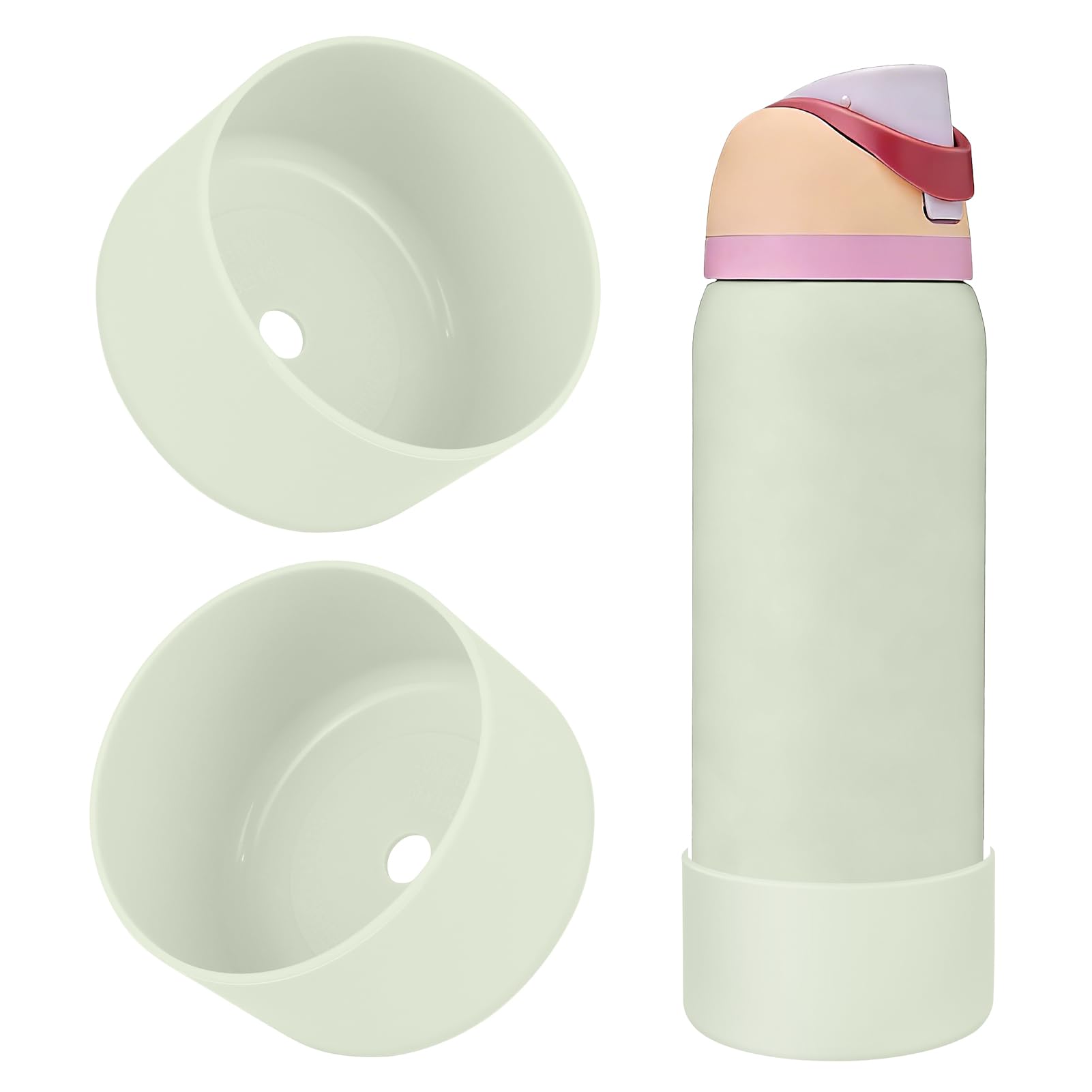BKBY 2PCS Silicone Water Bottle Boot, Compatible with Owala 24oz 32oz 40oz, Protective Anti-Scratch & Anti-Dent No Noise Sleeve Cover for FreeSip/Twist/Flip Water Bottles (Coastal Mist, 32oz) โ image 1