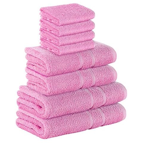 StickandShine Inh. Christian Müller 8 TLG. Set Premium Frottee 4X Gästehandtuch 2X Handtuch 2X Duschtuch in rosa in 500g/m² aus 100% Baumwolle Cover