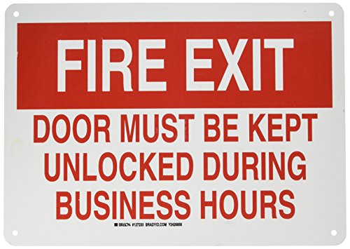 Panneau incendie Brady 127233 pour sécuriser les issues de secours bloquées en entreprise