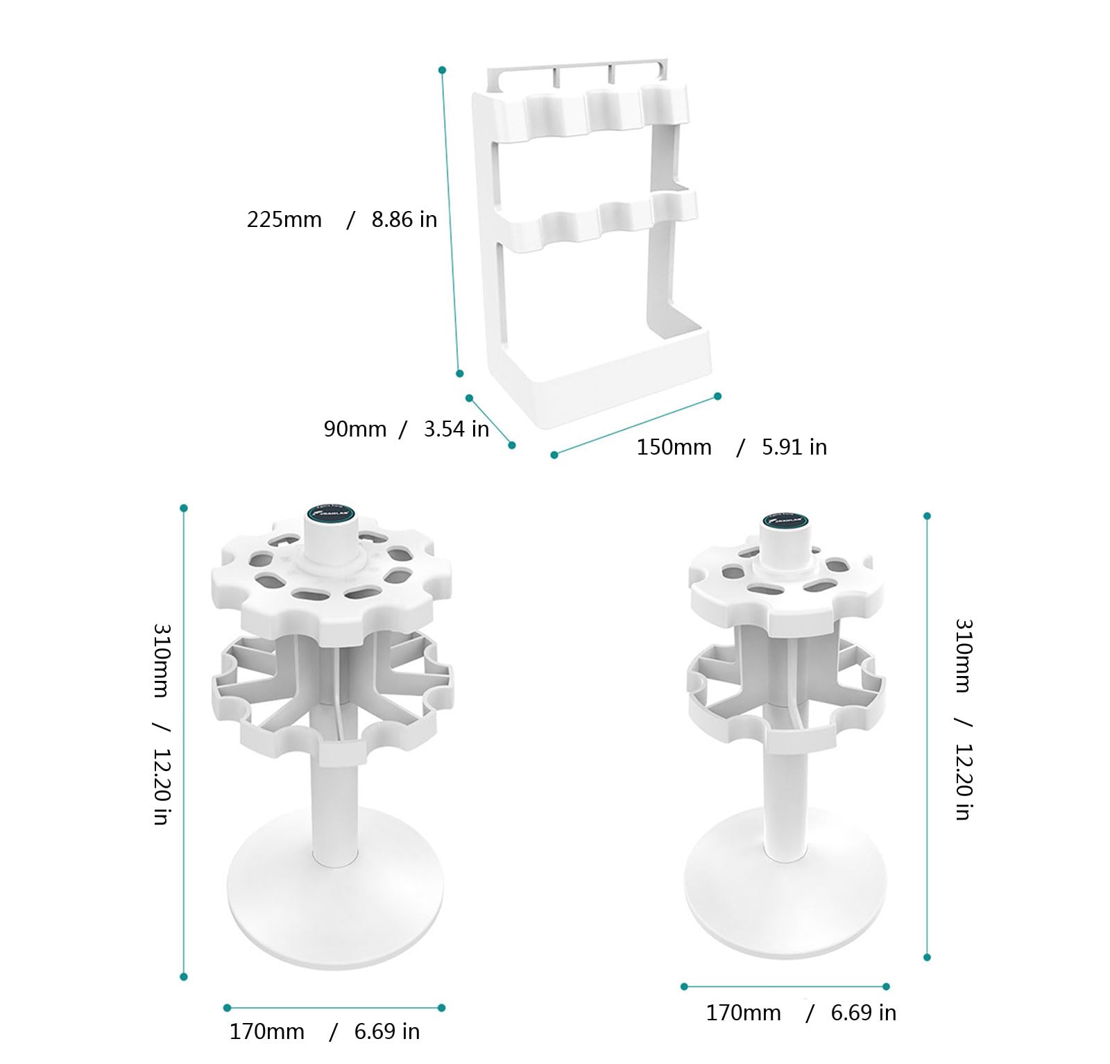Soporte de pipeta de laboratorio para 3 a 9 pipetas, soporte giratorio para pipetas de laboratorio, estante de almacenamiento ajustable