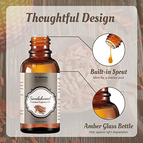 Wuhura Sandalwood Essential Oils For Diffuser 30Ml - Premium Grade Aromatherapy Essential Oil Sandalwood Fragrance Oils (1.01 Fl Oz) #TOP2