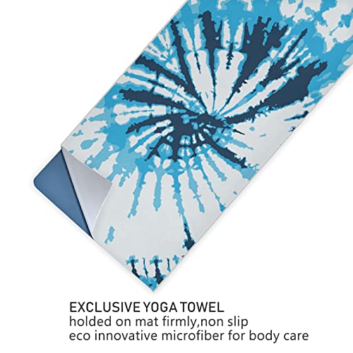 Susiyo Tie Dye Blue Color Yoga Towel With Storage Mesh Bag Soft Sweat Absorbent Non Slip Hot Yoga Towels Ideal For Women & Men Travel 73" X 27" #TOP6