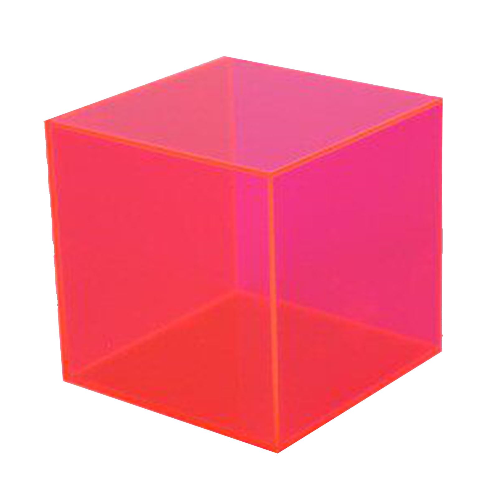 CXGBQSJ Colored Acrylic Display Box Clear Storage Case for For Countertop Product Showcase and Retail Organisation 40*40*20cm,Pink,Five sided