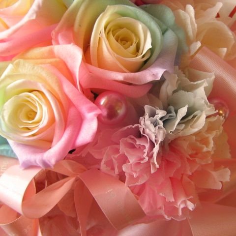 Amazon｜レインボーカーネーション 花束風 プリザーブドフラワー入り