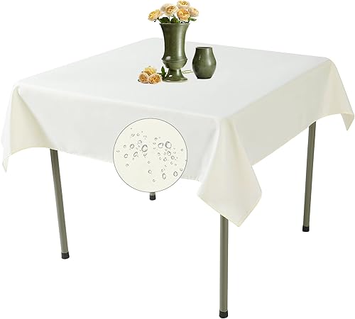 Paquete de 2 manteles cuadrados impermeables, 70 x 70 pulgadas, mantel de poliéster resistente a las arrugas para mesa de comedor, exteriores,