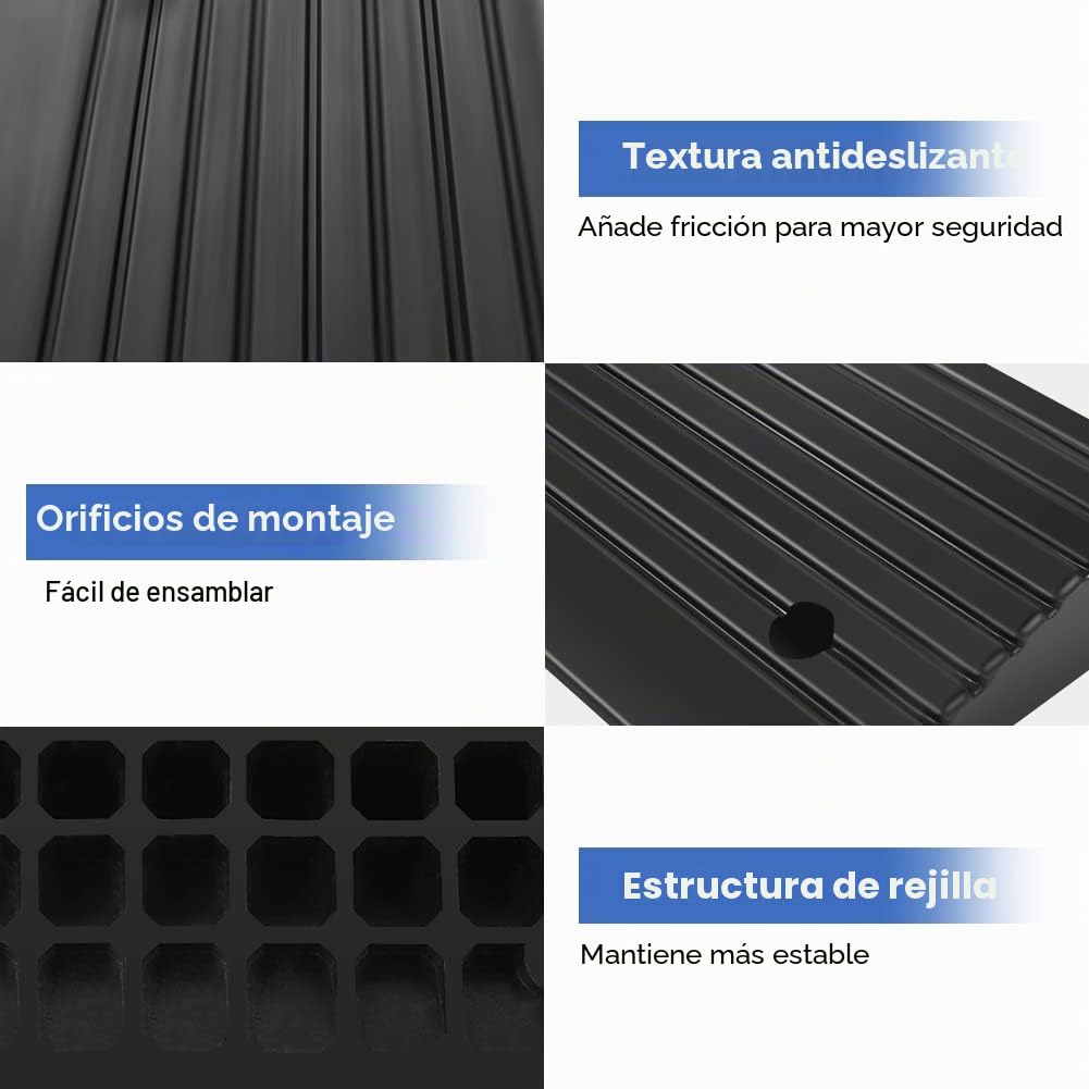 Dioche Rampa de umbral de Movilidad, 2 rampas de Goma con amortiguación Silla de Ruedas de Moto, 19,17 x 9,45 x 3,94 Pulgadas