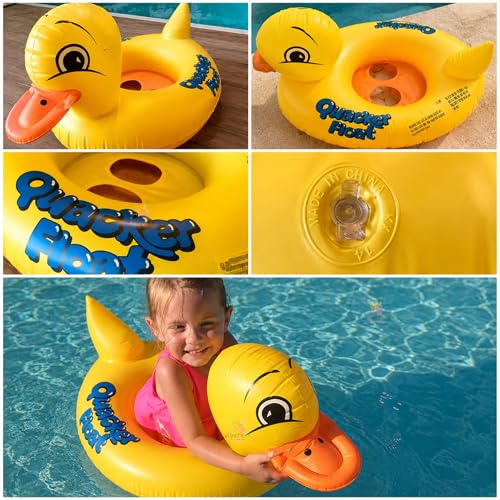 Image of Koochie-Koo Duck Swimming Tube for Kids Inflatable Baby Float Ring for Pool & Beach, PVC Swim Tube with Safe Seat, Handle & Leak-Proof Design for Toddlers Boys Girls