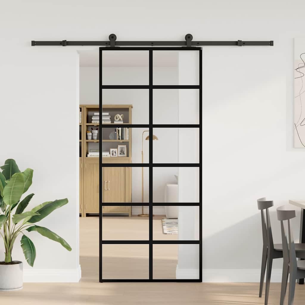 vidaXL Porte coulissante avec kit de quincaillerie 90x205 cm Verre ESG, Porte coulissante sur Rail, Porte coulissante intérieure, Porte coulissante de Salle de Bain