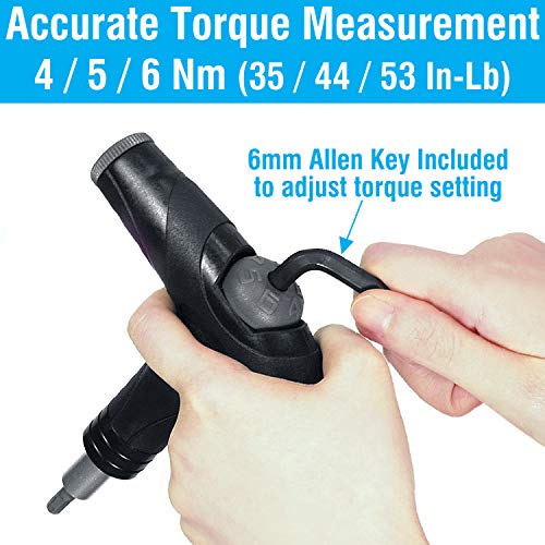 MARQUE Adjustable Bike Torque Wrench – 4, 5, 6 Nm Dial Portable Mini Bicycle Multitool Allen Key Tool, includes 3, 4, 5 mm Hex, T 25 Tool Bits – Repair Your Road and MTB at Home Garage - Cyclist Gift