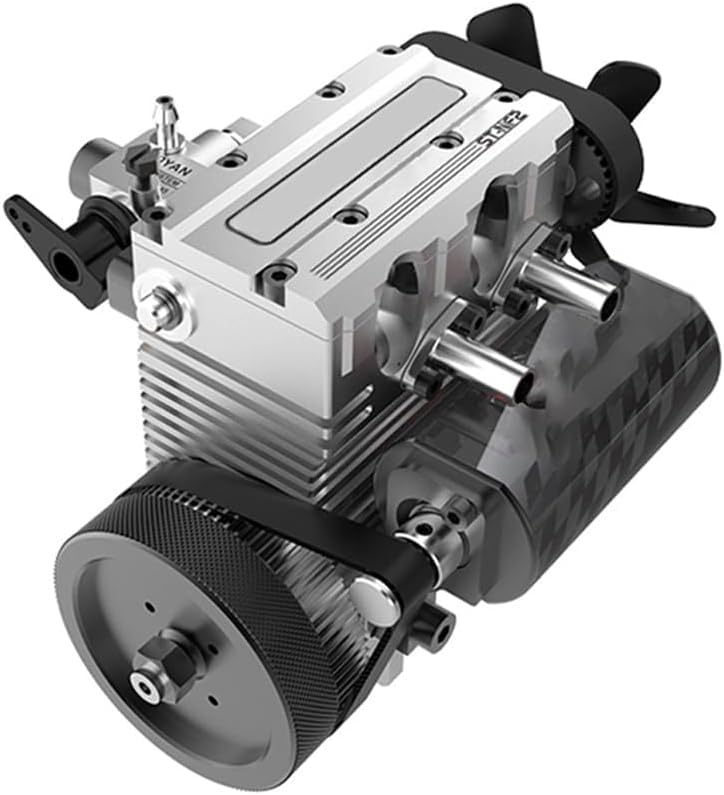 Image of Model Engine Kit for Adults - L2 Mini Engine Build Kit That Runs on Gas, Twin Cylinder 4 Stroke Nitro Engine DIY Full Metal Car Engine Model Kit Educational Experiment, TOYAN FS L200AC,KIT