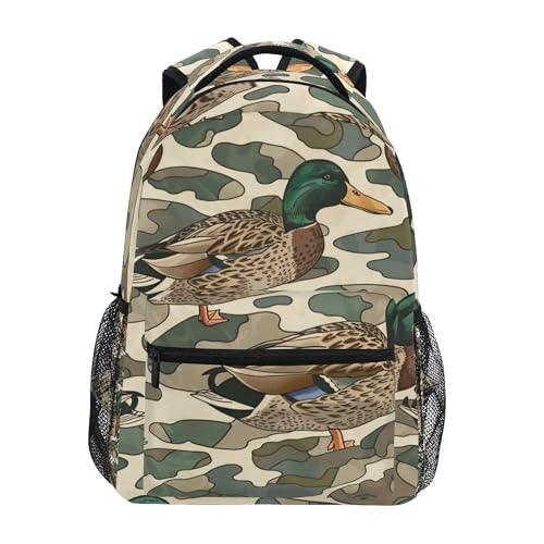 Duck Camo Camouflage Backpack Laptop Tablet Travel School Bag with Name Tag for Boys Girls