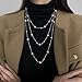 Long Pearl Necklace for Women Long Pearl Beads Multiple Layered Necklace Sweater Chain Party Wedding Jewelry(gray)