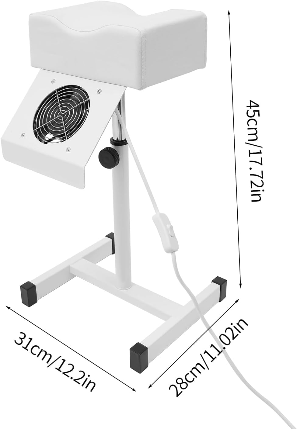 Silla para el cuidado de los pies, con aspiración, altura ajustable 48-68 cm, reposapiés con cojín de PVC, reposapiés para el descanso de las piernas, salón de belleza y salón de uñas, hasta 10