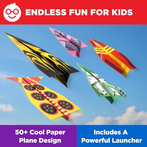 Image of Doctor Jupiter Paper Airplane Launcher Kit for Kids Ages 6+, Birthday Gifts | Gift Ideas for Boys & Girls Ages 6,7,8,9,10,11,12, Paper Airplane Book, STEM Launcher Toy