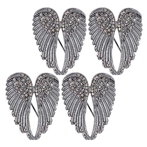 Image of 4Pcs Angel Wing Pin Brooch Unisex Crystal Angel Wing Corsage Pin Brooch Cardigan Breastpin Clip Lapel Pin Coat Badges for Tuxedo Cardigan Sweater Dress Jewelry(black)