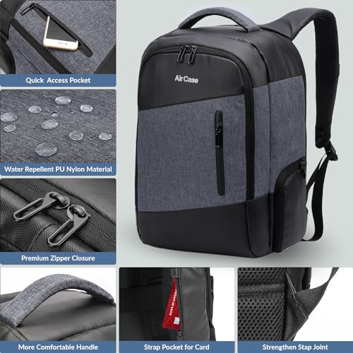 Image of AirCase Laptop bag Anti Theft Backpack for Office College & Travel fits upto 15.6 inch Laptop /Macbook, water resistant, Durable, Multi-Pockets, 180 open (Black)- 1 Yr warranty
