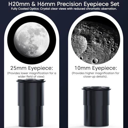 Image of Sounce StellarScope Astronomical Land and Sky Refractor Telescope with 96x Zoom, Fully Multi Coated Glass Optics, Alt Az Mount, Beginners to Explore Moon, Planets, Stars and Deep Sky Objects (Black)