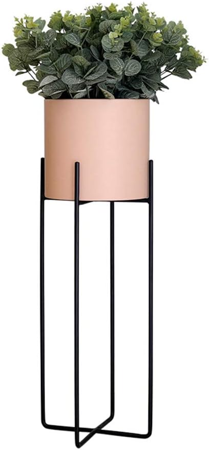 Plant Pot Metal Holder Flower Rack Outdoor Garden Patio Display Shelf Living Room Bedroom Office Decor Stand Indoor Iron Art Herb Bonsai Rack- Pink(L)