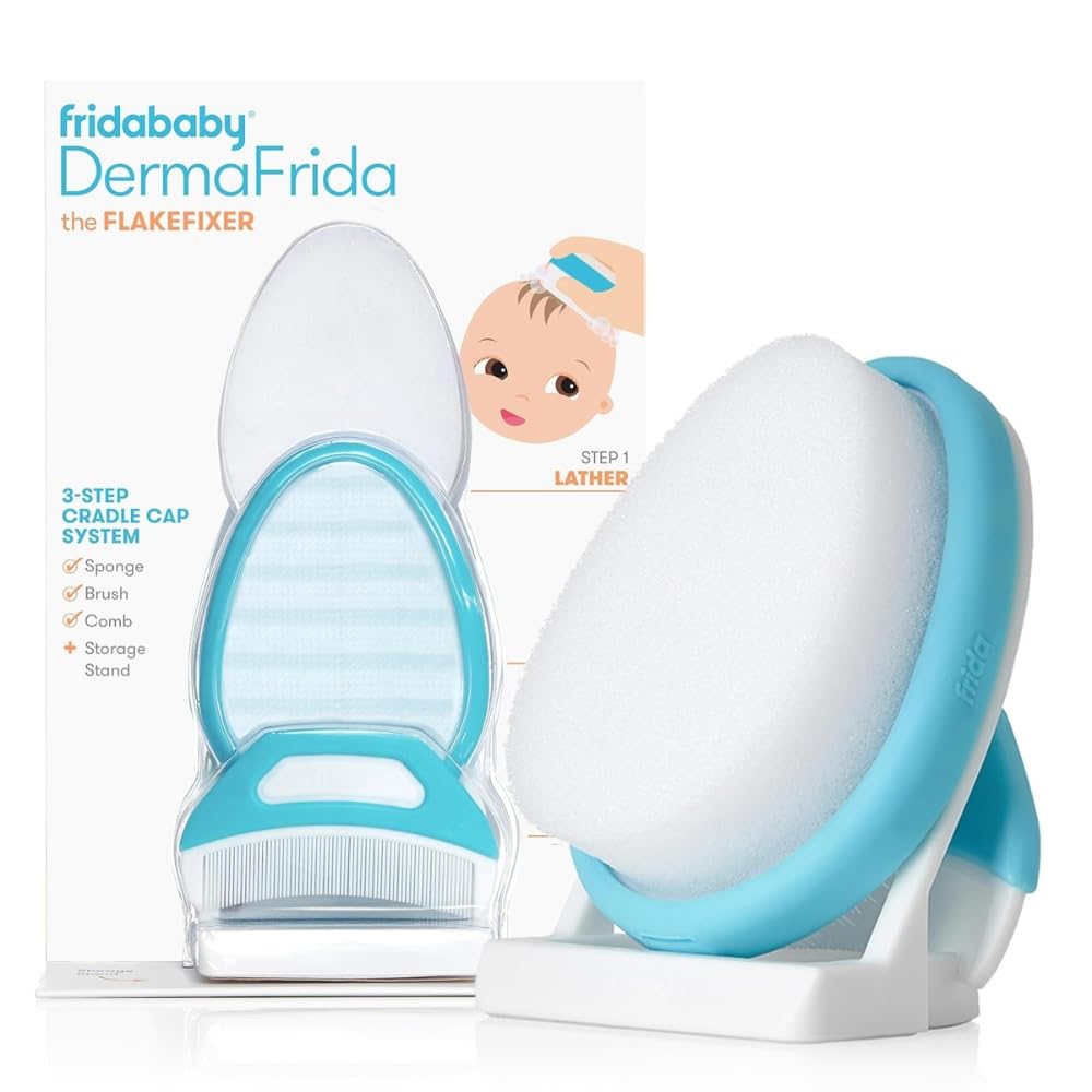 Frida Baby FlakeFixer – Kit trattamento per crosta lattea, 3 fasi, cura delicata per cuoio capelluto, con pettine e spugna inclusi