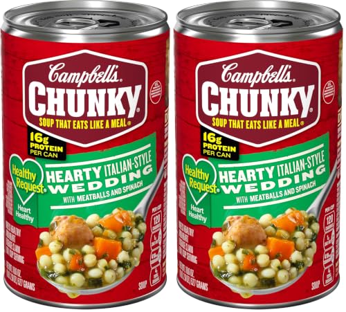 Image of Campbell's Chunky Healthy Request Soup, Hearty Italian Wedding Soup with Meatballs and Spinach, 18.6 oz Can (Pack of 2)