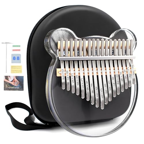 Acrylic Kalimba Thumb Piano,YUNDIE Portable 17 Keys Mbira Crystal Finger Piano, Musical Instruments Birthday Gift for Adult Beginners Professional(Clear) (17 Keys)