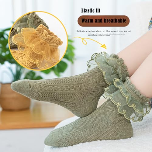 Baby Girls Socks Black and White Turn Cuff Lace Bow Ruffle Socks for Kids and Infants Toddlers3