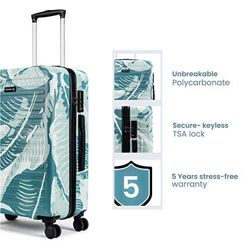 Image of Assembly Stark Hard Luggage Set of 2 Trolley Bags (20 + 24 Inch), Unbreakable Polycarbonate Dual-Tone Luggage Set, TSA Lock, Silent 8 Spinner Wheels, Hard Shell Suitcase Set Tropical