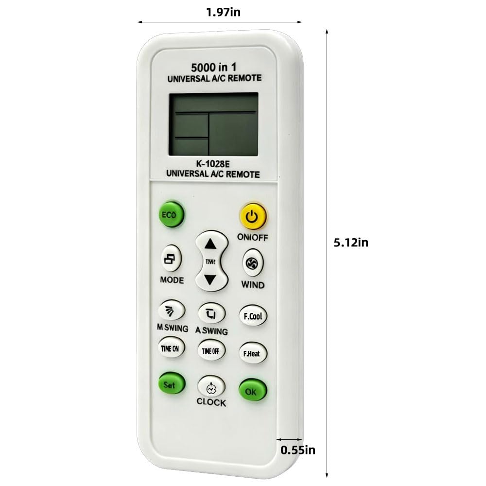 Télécommande universelle AC 5000 en 1, remplacement direct pour LG, Haier, Samsung, Midea, Toshiba, Fujitsu, Daikin, toutes les grandes marques de climatiseurs avec écran LCD
