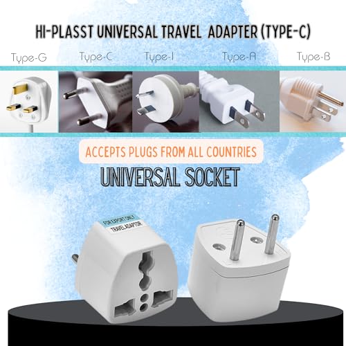 Image of Hi-Plasst India to Europe Travel Adapter Plug (Pack of 2) Type C Power Plug Converter, Universal Socket for Denmark, Switzerland, Italy, Brazil, South Africa, Israel - Compact & Lightweight for Travel
