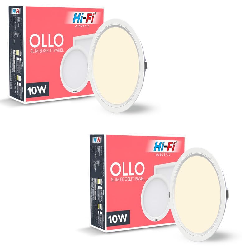 Image of Hi-Fi OLLO 10-watt Round LED Downlighter | LED Ceiling Light for Home and Hall | Cut Out: 68 mm, Color: Warm White Light, (3000K) Pack of 2-Polycarbonate