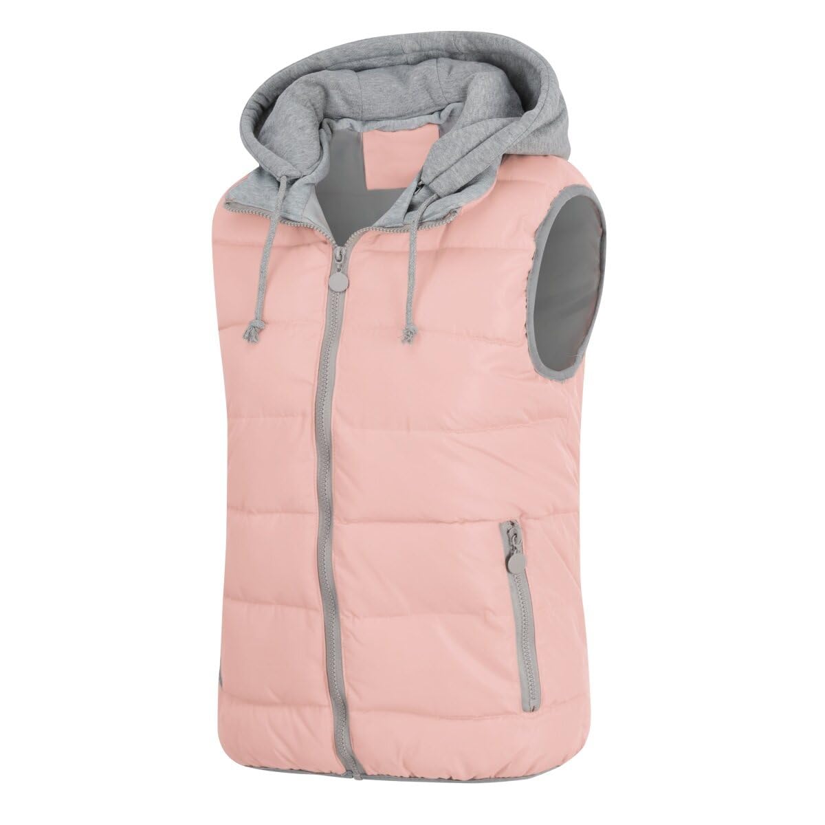 YYNUDA Wintervest voor dames, gewatteerd, mouwloos vest, winter, warme jas met capuchon, outdoorvest, Groen, XL