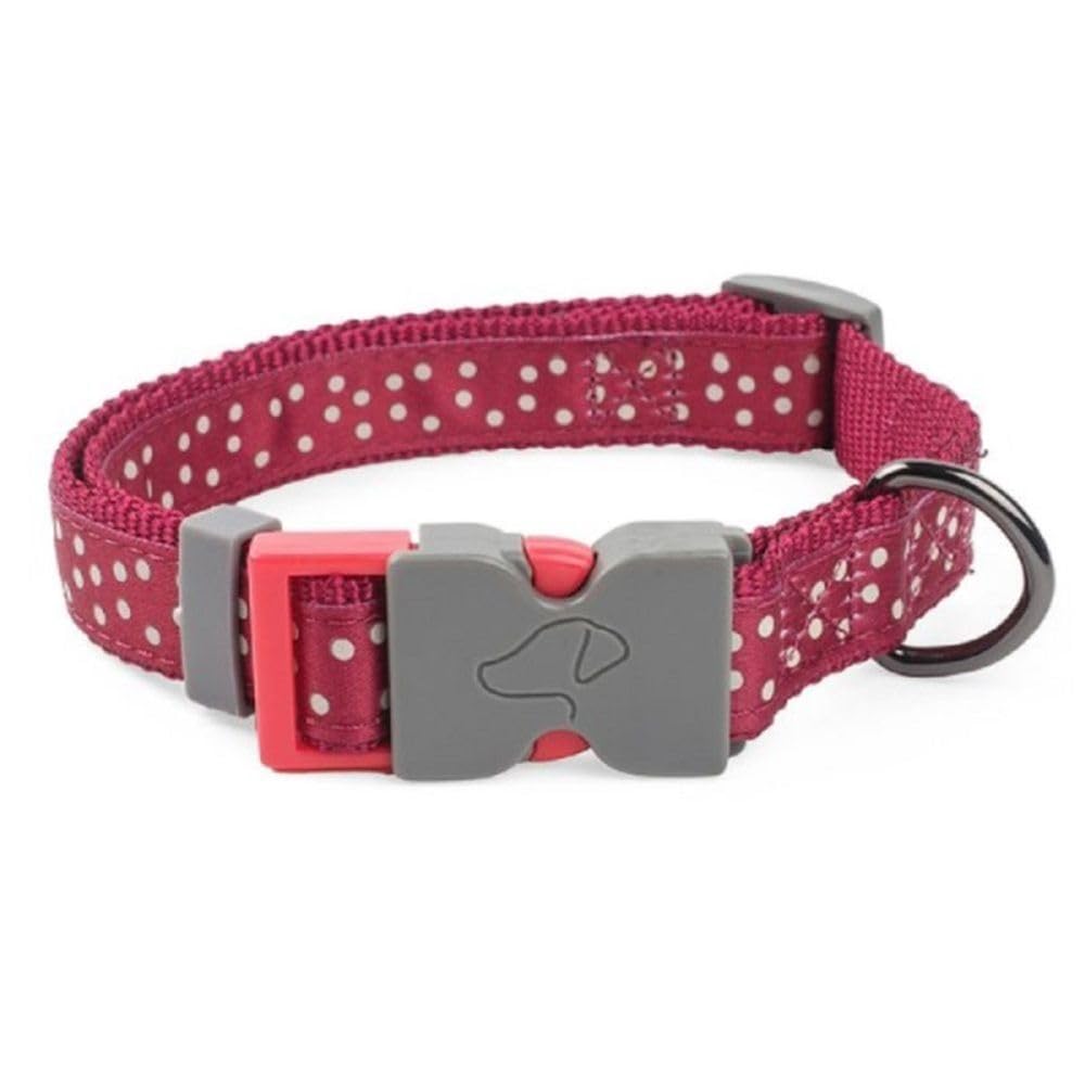 Zoon Walkabout Dog Collar Burgundy Polka Style (S)