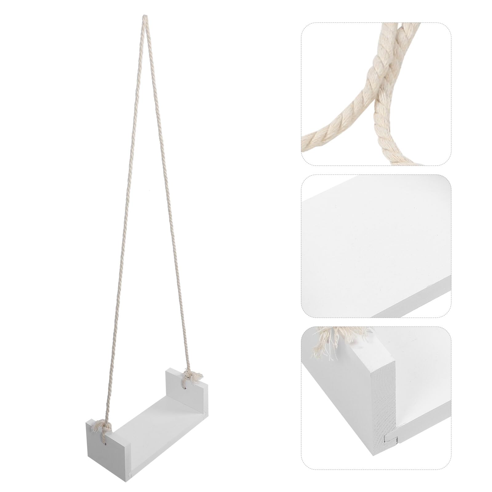 Holz Babyschaukel Fotorequisite für Neugeborenenfotografie aus Weißem Holz mit Hanfseil Vielseitig Einsetzbar im Professionellen Fotostudio für Neugeborene und Babys