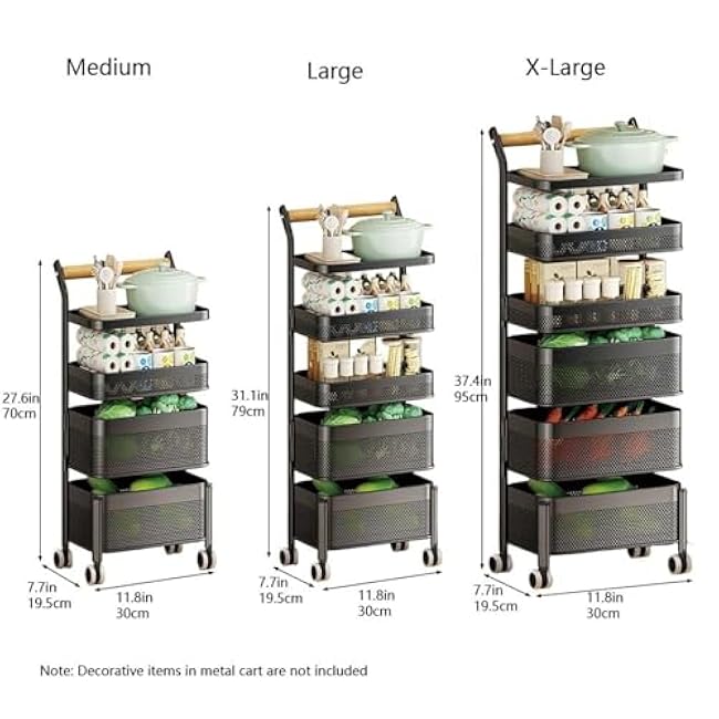 Multilayer Metal Rolling Cart Storage Cart with Lockable Wheels Kitchen Shelf Trolley for Kitchen Living Room,Living Room-3pqEft3B
